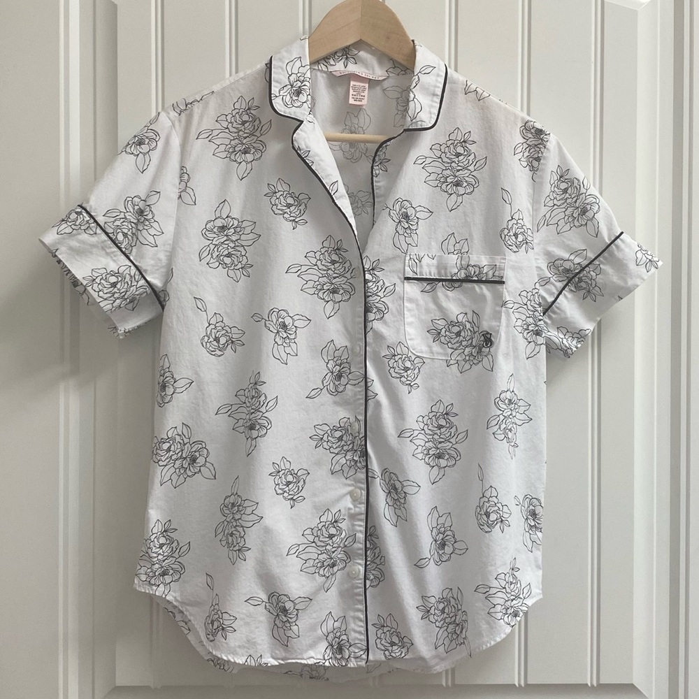 Victoria Secret B&W Floral Peony Cotton PJ set